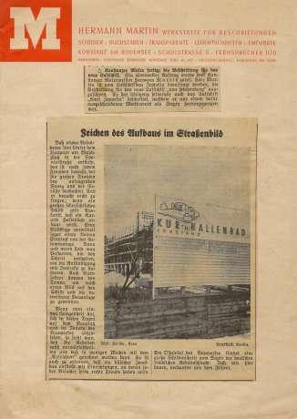 Bodensee Zeitung, Bautafel Kur- und Hallenbad Konstanz in den 30er Jahren