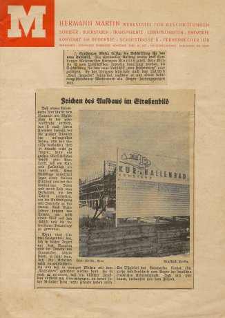 Bodensee Zeitung, Bautafel Kur- und Hallenbad Konstanz in den 30er Jahren